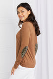 Acting Pro Full Size Elbow Patch Round Neck Top- ONLINE ONLY 2-10 DAY SHIPPING