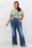 Capella Back To Simple Full Size Ribbed Front Scrunched Top in Green - ONLINE ONLY 2-7 DAY SHIP