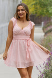White Birch Full Size Short Sleeve Lace Woven Mini Dress - ONLINE ONLY 2-7 DAY SHIPPING