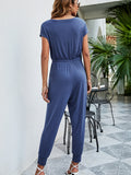 Drawstring Waist Short Sleeve Jogger Jumpsuit- ONLINE ONLY 2-10 DAY SHIPPING