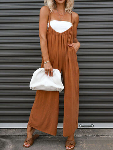 Ruched Spaghetti Strap Jumpsuit - ONLINE ONLY
