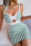 Striped Cutout Spaghetti Strap Knit Dress- ONLINE ONLY 2-10 DAY SHIPPING