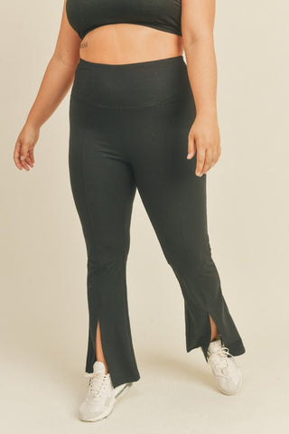 Kimberly C Full Size Slit Flare Leg Pants in Black- ONLINE ONLY 2-10 DAY SHIPPING