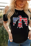 US Flag Bird Graphic Cold-Shoulder Tee- ONLINE ONLY- 2-7 DAY SHIPPING