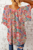 Floral Notched Neck Flutter Sleeve Blouse- ONLINE ONLY 2-10 DAY SHIPPING