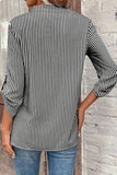 Striped Notched Roll-Tab Sleeve Shirt - ONLINE ONLY