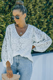 Lace Balloon Sleeve V-Neck Tunic Blouse- ONLINE ONLY 2-10 DAY SHIPPING