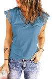 Lace Trim V-Neck Capped Sleeve Top- ONLINE ONLY 2-10 DAY SHIPPING