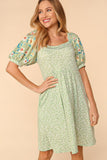 Haptics Full Size Floral Lantern Sleeve Dress with Pockets - ONLINE ONLY 2-10 DAY SHIPPING