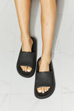 MMShoes Arms Around Me Open Toe Slide in Black- ONLINE ONLY 2-10 DAY SHIPPING