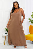 Zenana Full Size Beach Vibes Cami Maxi Dress in Mocha - ONLINE ONLY 2-10 DAY SHIPPING