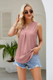 Notched Neck Curved Hem Eyelet Tank- ONLINE ONLY 2-10 DAY SHIPPING