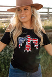 US Flag Bird Graphic Cold-Shoulder Tee- ONLINE ONLY- 2-7 DAY SHIPPING