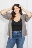 Melody Just Breathe Full Size Chiffon Kimono in Grey - ONLINE ONLY 2-10 DAY SHIPPING