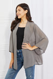 Melody Just Breathe Full Size Chiffon Kimono in Grey - ONLINE ONLY 2-10 DAY SHIPPING