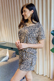 Zenana Full Size Leopard V-Neck Top and Drawstring Shorts Lounge Set- ONLINE ONLY 2-10 DAY SHIPPING