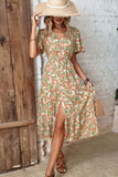 Floral V-Neck Front Slit Dress- ONLINE ONLY 2-10 DAY SHIPPING