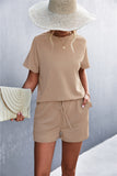 Raglan Sleeve Ruffle Hem Top and Shorts Set with Pockets- ONLINE ONLY 2-10 DAY SHIPPING