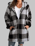 Plaid Zip-Up Hooded Jacket with Pockets- ONLINE ONLY