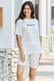 GeeGee My Go-To Full Size T-Shirt and Biker Shorts Lounge Set in White- ONLINE ONLY 2-10 DAY SHIPPING