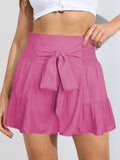 Smocked Tie-Front High-Rise Shorts- ONLINE ONLY 2-10 DAY SHIPPING