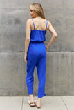 ODDI Full Size Textured Woven Jumpsuit in Royal Blue- ONLINE ONLY 2-10 DAY SHIPPING