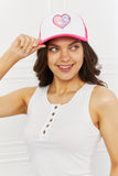 Fame Falling For You Trucker Hat in Pink- ONLINE ONLY 2-10 DAY SHIPPING