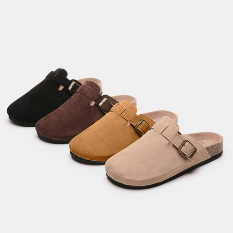 Suede Closed Toe Buckle Slide - ONLINE ONLY