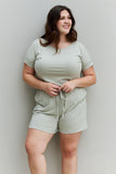 Zenana Chilled Out Full Size Short Sleeve Romper in Light Sage - ONLINE ONLY 2-10 DAY SHIPPING