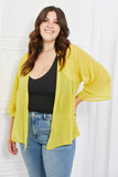 Melody Just Breathe Full Size Chiffon Kimono in Yellow - ONLINE ONLY 2-10 DAY SHIPPING
