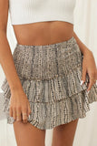 Printed Frill Trim Smocked Mini Skirt- ONLINE ONLY 2-10 DAY SHIPPING
