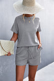 Raglan Sleeve Ruffle Hem Top and Shorts Set with Pockets- ONLINE ONLY 2-10 DAY SHIPPING