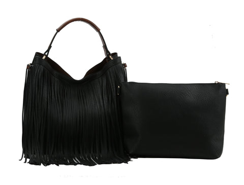 Black Fringe Hobo w/ Extra Pouch