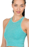 WASHED RIBBED SEAMLESS CROPPED CAMI TOP - In Store
