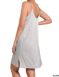 Grey Satin Slip Dress - In Store