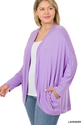 Plus Rayon Span Crepe Cacoon Wrap Cardigan
