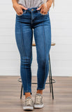 High Rise Ankle Skinny W Front Seam And Uneven Hem - In Store