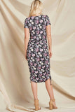 Floral Ruched Midi Dress