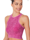 WASHED RIBBED SEAMLESS CROPPED CAMI TOP - In Store