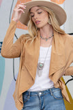 FAUX SUEDE OPEN FRONT JACKET