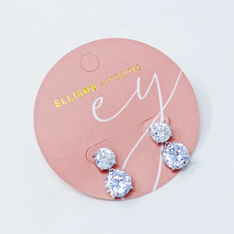 Double Diamond Dangle Earrings - In Store