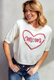 Multi color metallic letter applique knitted top