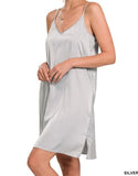 Grey Satin Slip Dress - In Store