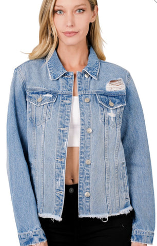 DISTRESSED DENIM JACKET - IN STORE