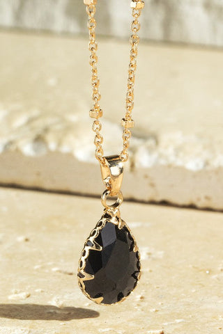 Black Tear Drop Necklace with Matching Earrings Set - In Store