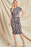 Floral Ruched Midi Dress