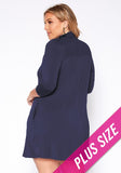 Plus 3/4 Sleeve Mock Neck Dress