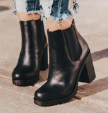 Black Ankle Boot w/ Rugged Sole - In Store