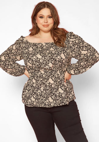Plus Tiered Design Floral Top