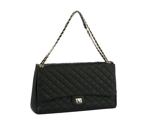 Quilted Satchel w/ Chain Detail